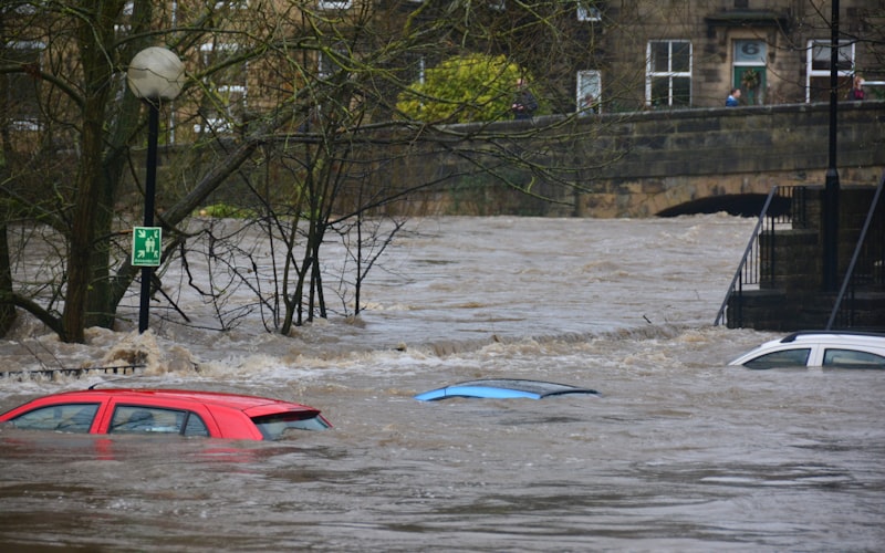 Flood damage to residential area